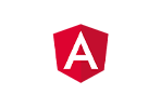 The image shows the logo of Angular, a popular web application framework. The logo consists of a stylized red shield with a white letter "A" in the center, symbolizing the Angular framework.