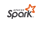 The image features the Apache Spark logo. The word "Apache" appears above the word "Spark." The "k" in "Spark" forms into a stylized orange star at the top right. The logo is simple and modern, combining text in a bold sans-serif font with a distinctive graphic element.