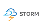 A logo with a stylized blue and orange lightning bolt forming the letter "Z" next to the word "STORM" in uppercase gray letters.