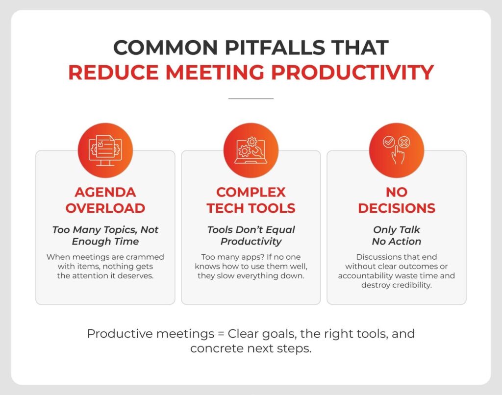 Increase productivity in a meeting by avoiding common pitfalls