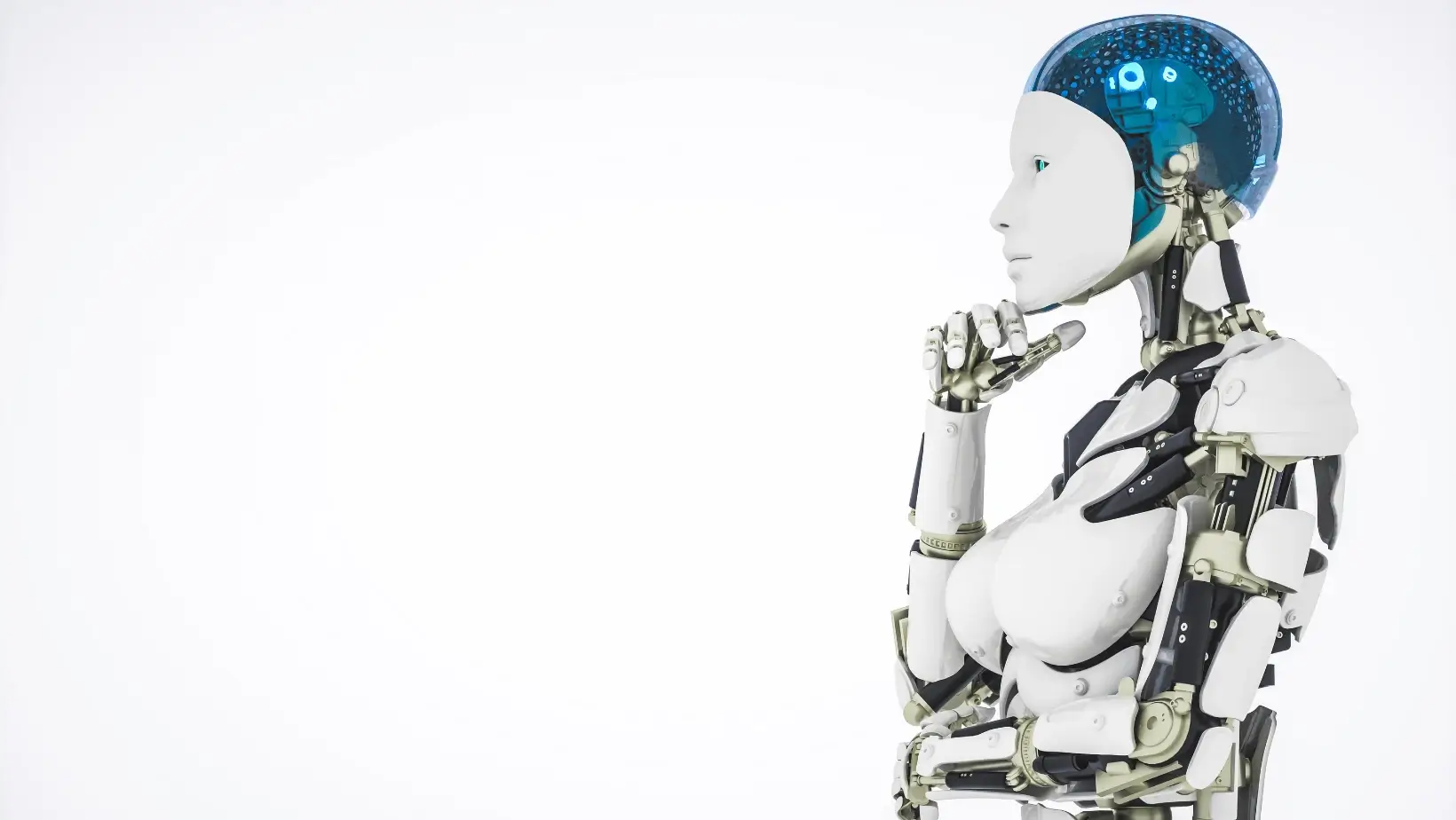 A humanoid robot deep in thought.