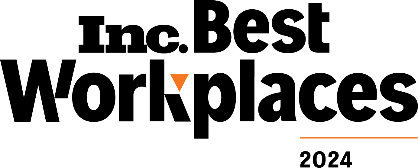 A minimalistic geometric design featuring an orange downward triangle above a thin orange horizontal line, all set against a black background.