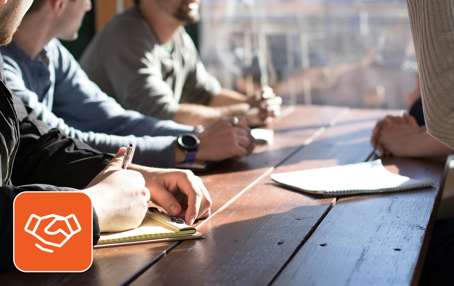 An interview panel sitting in an office