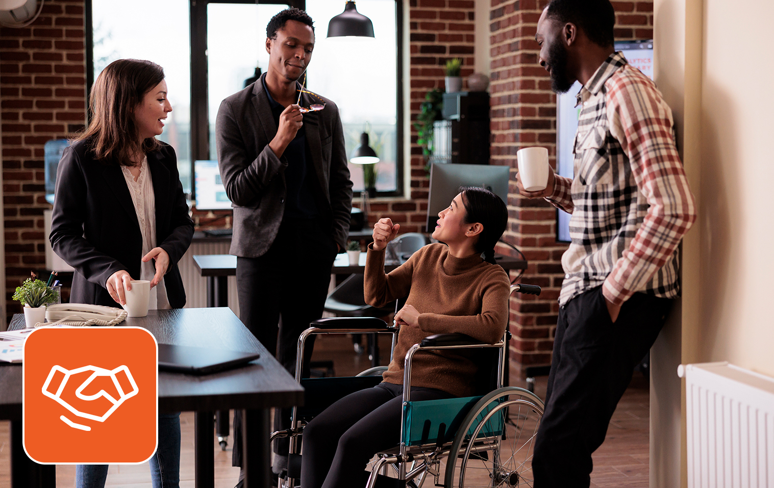 Diverse team in office setting reflecting workforce diversity and inclusion in the workplace