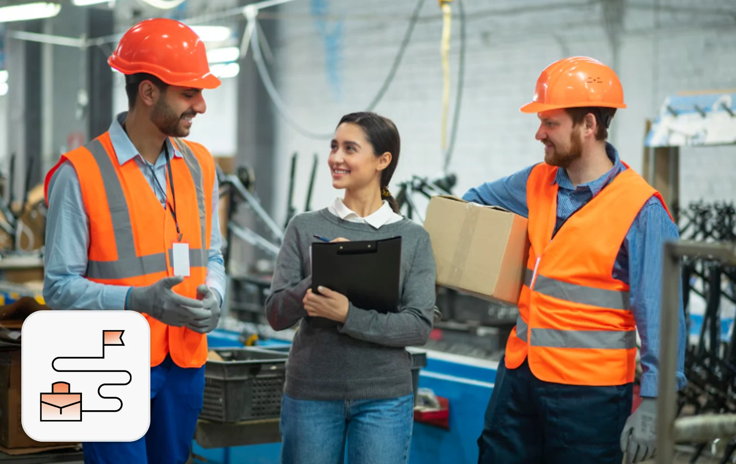 Image of 3 employees from the manufacturing workforce