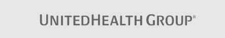 The image shows the logo for UnitedHealth Group. The text "UNITEDHEALTH GROUP" is written in gray, capitalized letters against a light gray background.