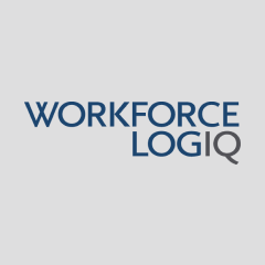 The image features the logo of Workforce Logiq, with "Workforce" written in blue uppercase letters and "LOGIQ" written in uppercase letters as well, with "LOG" in blue and "IQ" in gray. The text is centered on a light gray background.