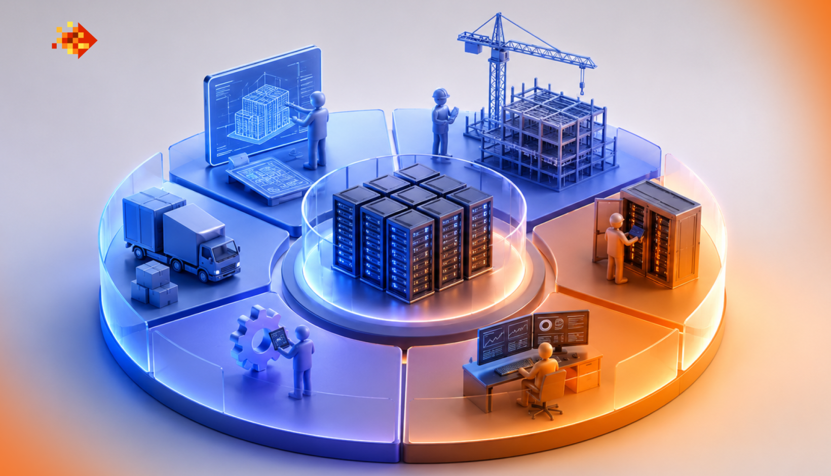 Data center infrastructure representing workforce planning across the facility lifecycle.