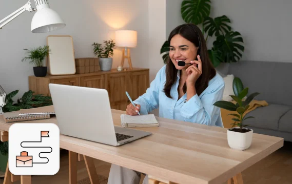 Image of a remote employee starting a new job from home