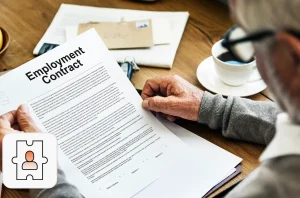 contract vs permanent hiring concept: Image of a person reviewing an employment contract