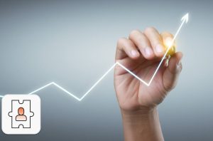 Project-based hiring for business growth concept- person drawing upward graph