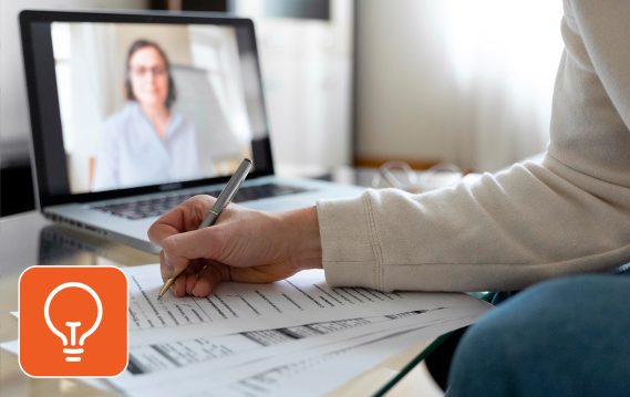 Ongoing virtual interview in a home office setup