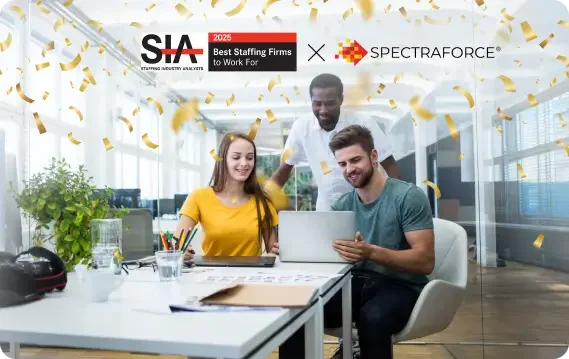 SPECTRAFORCE Named One of SIA’s 2025 Best Staffing Firms to Work For (1) Spectraforce team celebrating recognition as one of SIA's 2025 best staffing firms to work for.