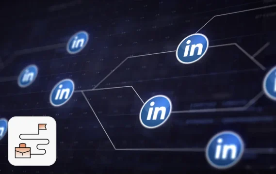 Optimize your Linkedin profile for efficient networking: concept image showing linkedin icons connected like a network.