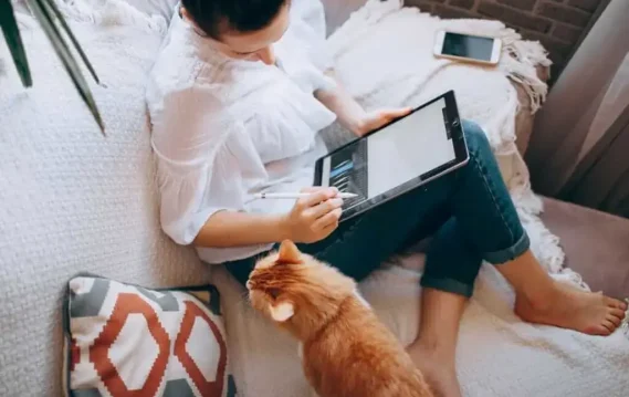 Remote employee starting a new job from home.