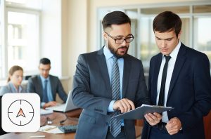 executive talent search concept: 4 executives looking at work