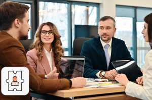 Staffing models by industry concept: 4 executives on a table