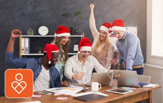 Happy employees in an organization that avoids holiday burnout