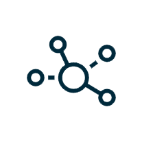 A simple molecular structure with one central circle connected to five smaller circles with straight lines, depicting a chemical or molecular model. The image is in a minimalistic, black icon style on a white background.